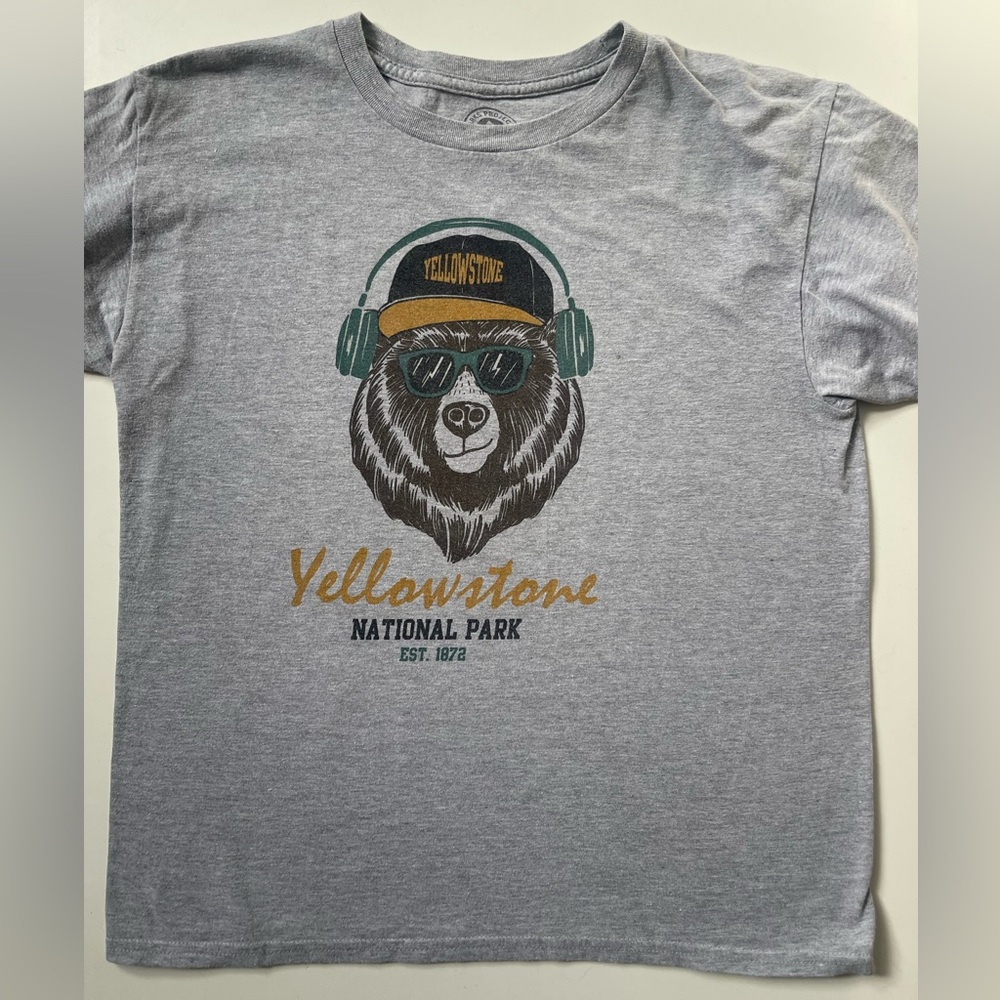 Kids Unisex Yellowstone National Park Grey T-shirt